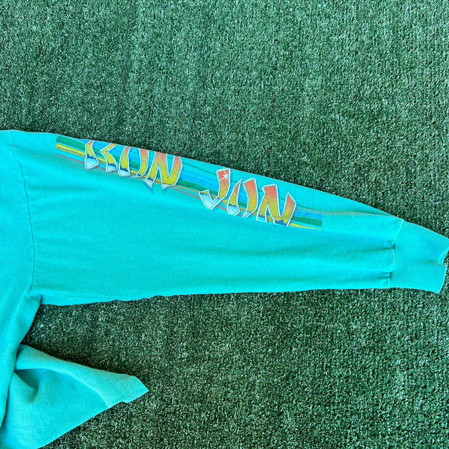 VTG 80s Men's Ron Jon Surf Shop Teal Green Long Sleeve Pocket T-Shirt XL 23x25.5