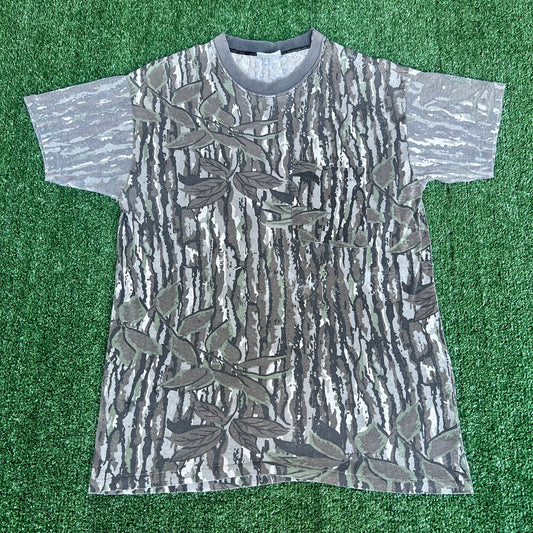 Vintage 80s Men's America's Finest Realtree Camouflage Pocket T-Shirt - Large 19x27"