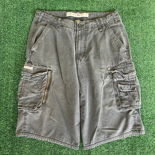 Y2K Ecko Unltd. Skate Baggy Gray Canvas Cargo Shorts - 36x14.5"