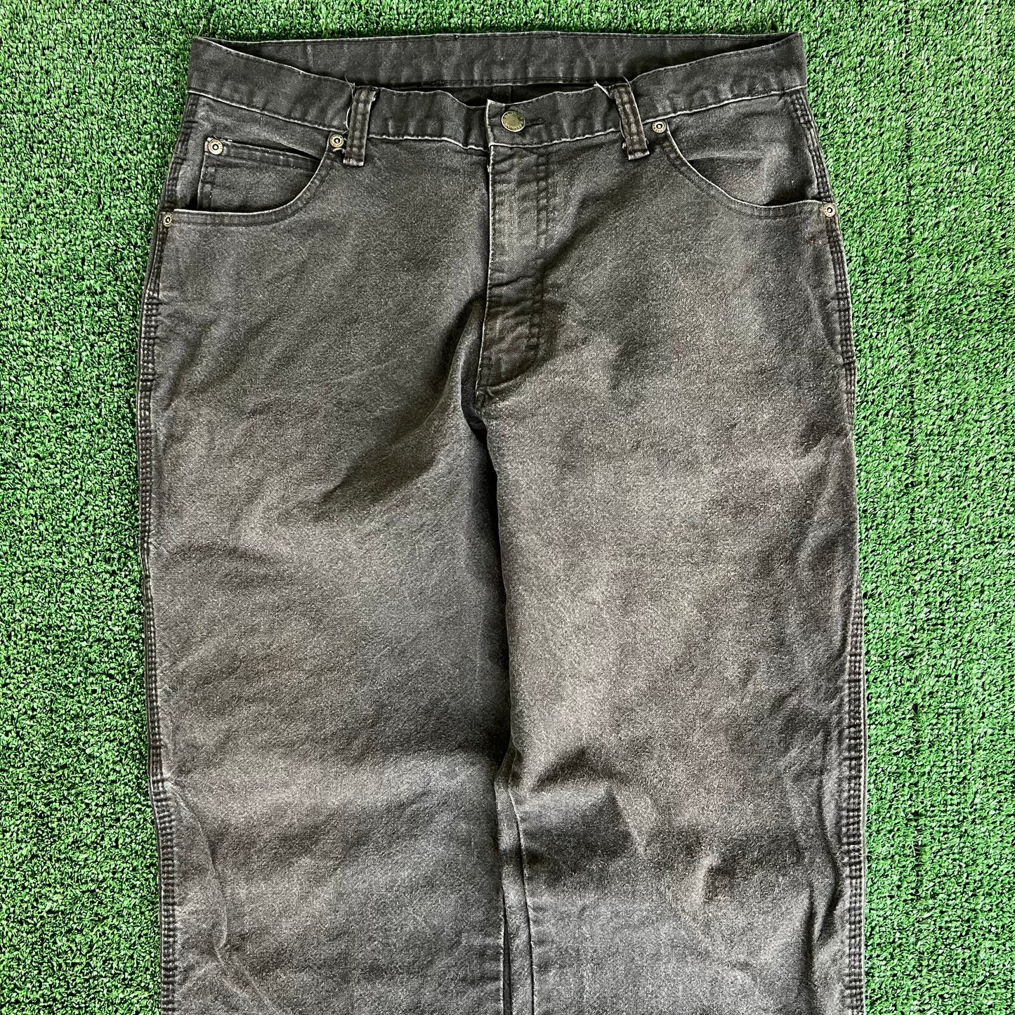 Dickies Carpenter Baggy Faded Black Canvas Pants - 35x32" 18" Openings