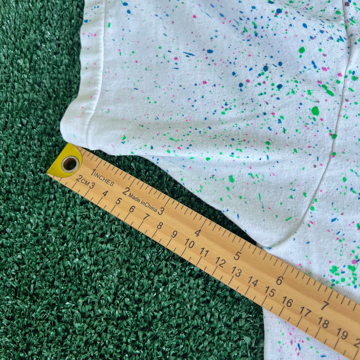 80s Velva Sheen Florida Mickey Mouse Paint Splatter White T-Shirt - Large