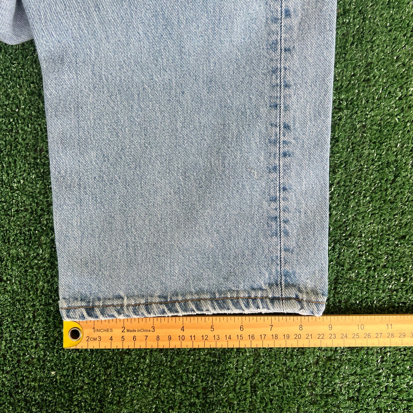 90s Levi's 501 Center Patch Button Fly Light Blue USA Jeans - 41x31"
