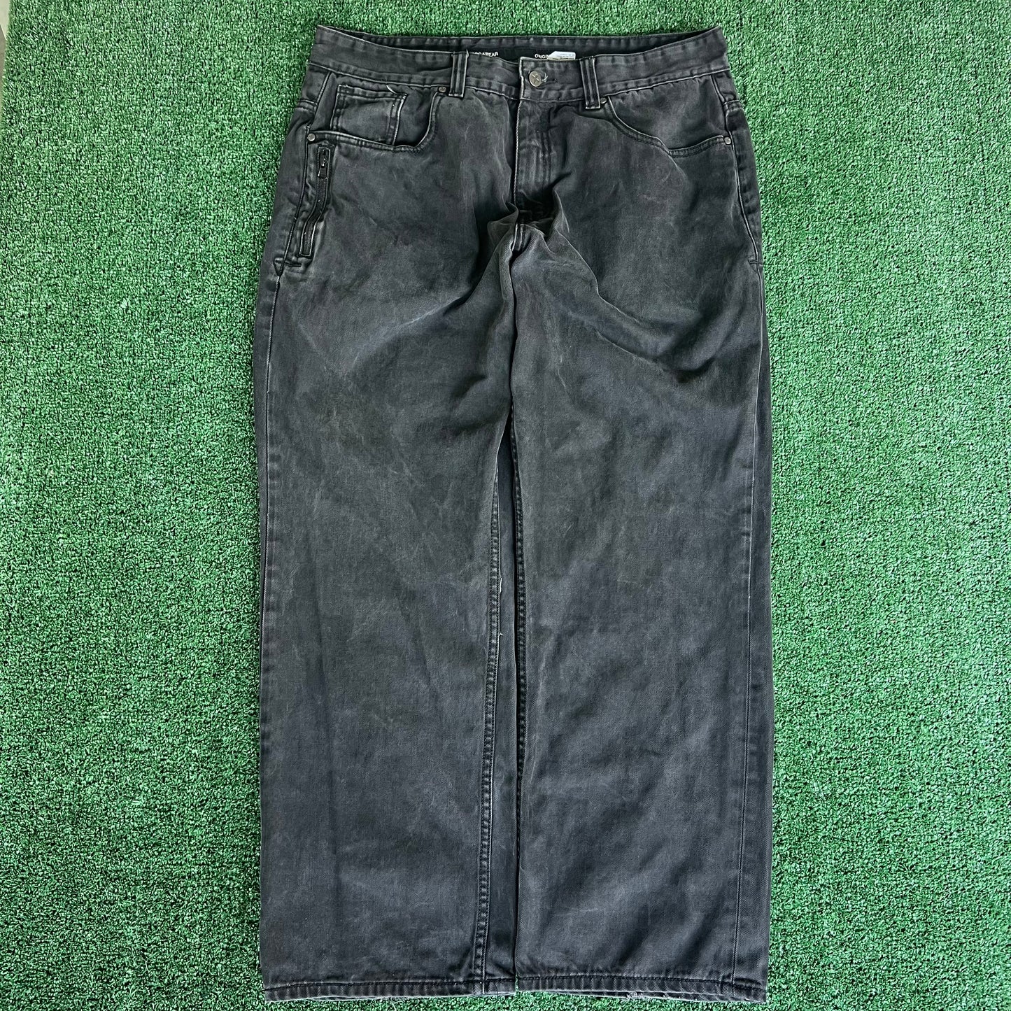 Y2K Men's Rocawear Baggy Wide-Leg Black Jeans 39x31" 20" Open JNCO Style