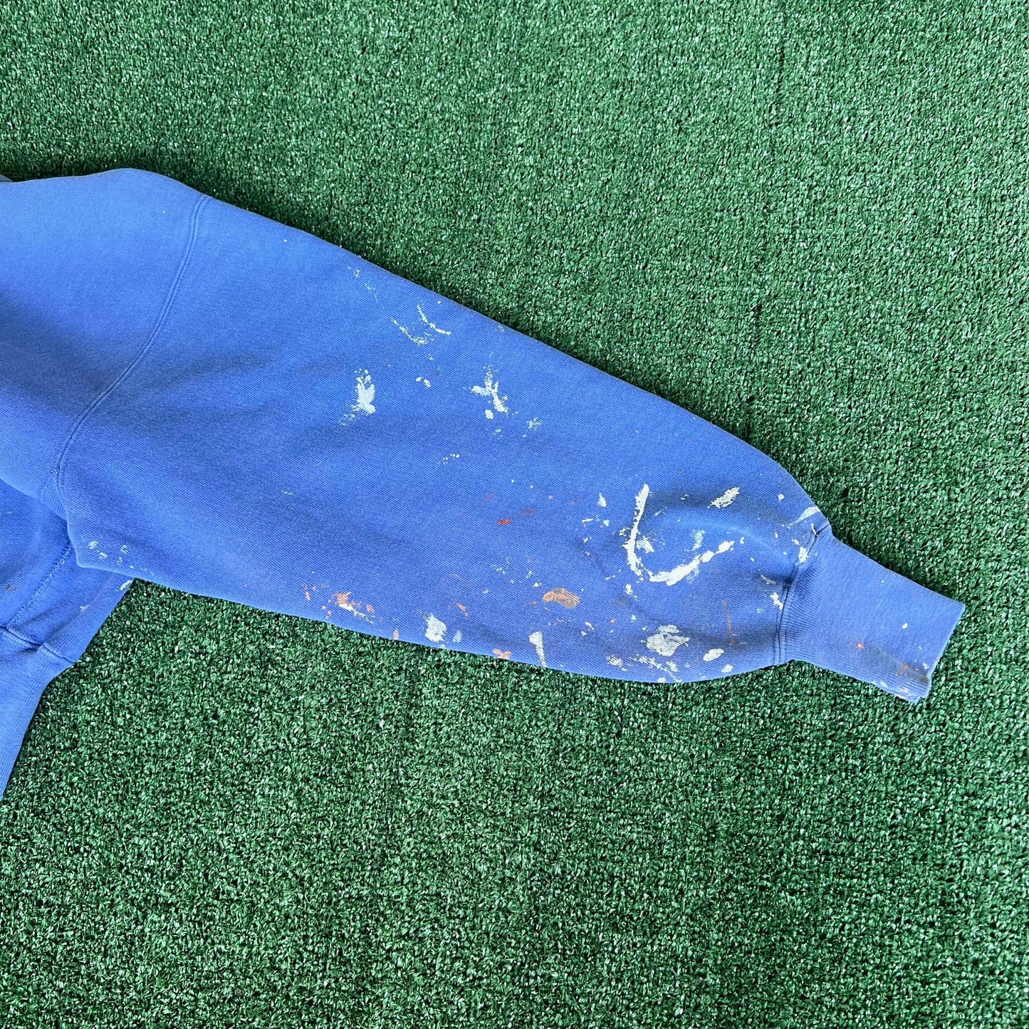 90s Champion Reverse Weave Grand Hotel Mackinac Island Blue Paint Splatter Sweatshirt - Large