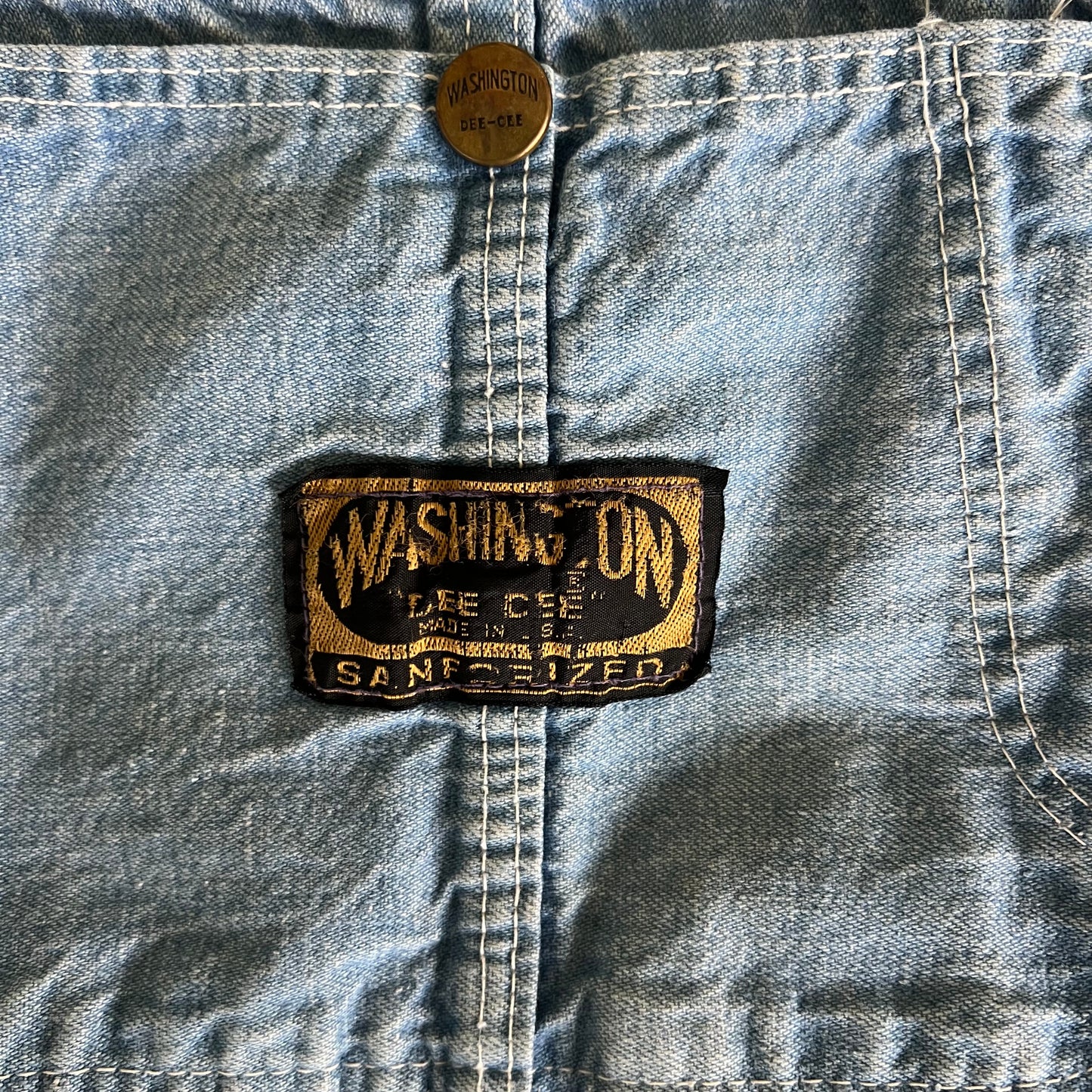 60s Washington Dee Cee Sanforized Light Blue Denim Jean Overalls - 29x27.5