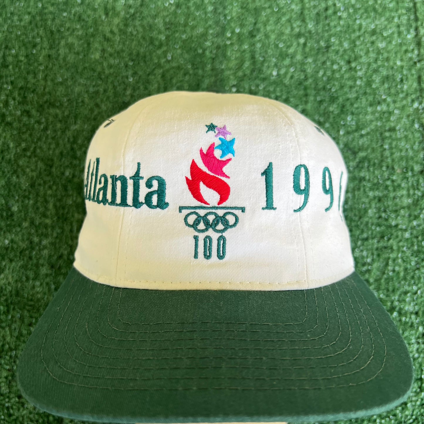 1996 Starter Atlanta Olympics Tri Block White Snapback Hat