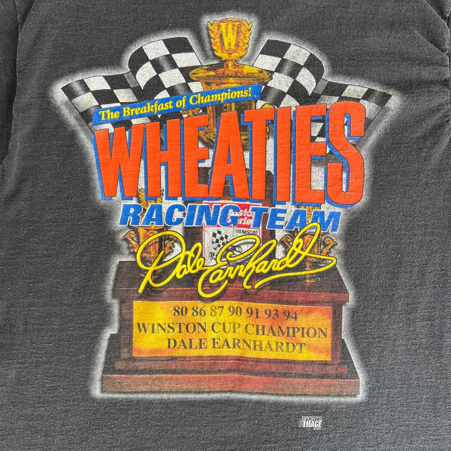 1997 Dale Earnhardt Sr. Wheaties Winston Cup Champions Black T-Shirt - Large