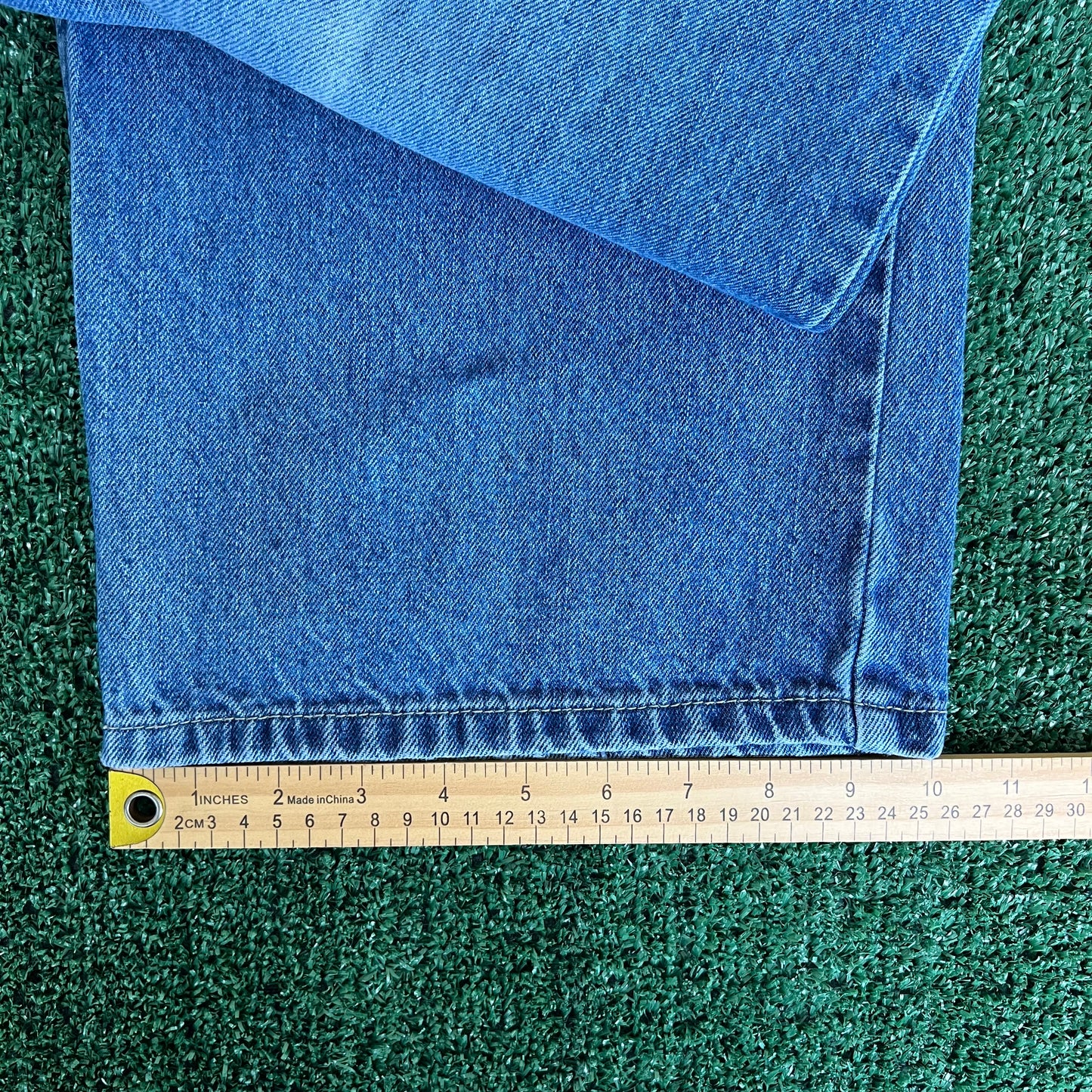 Y2K Bad Boy Records Blue Baggy Wide-Leg Jeans - 37x33.5" 20" Opening