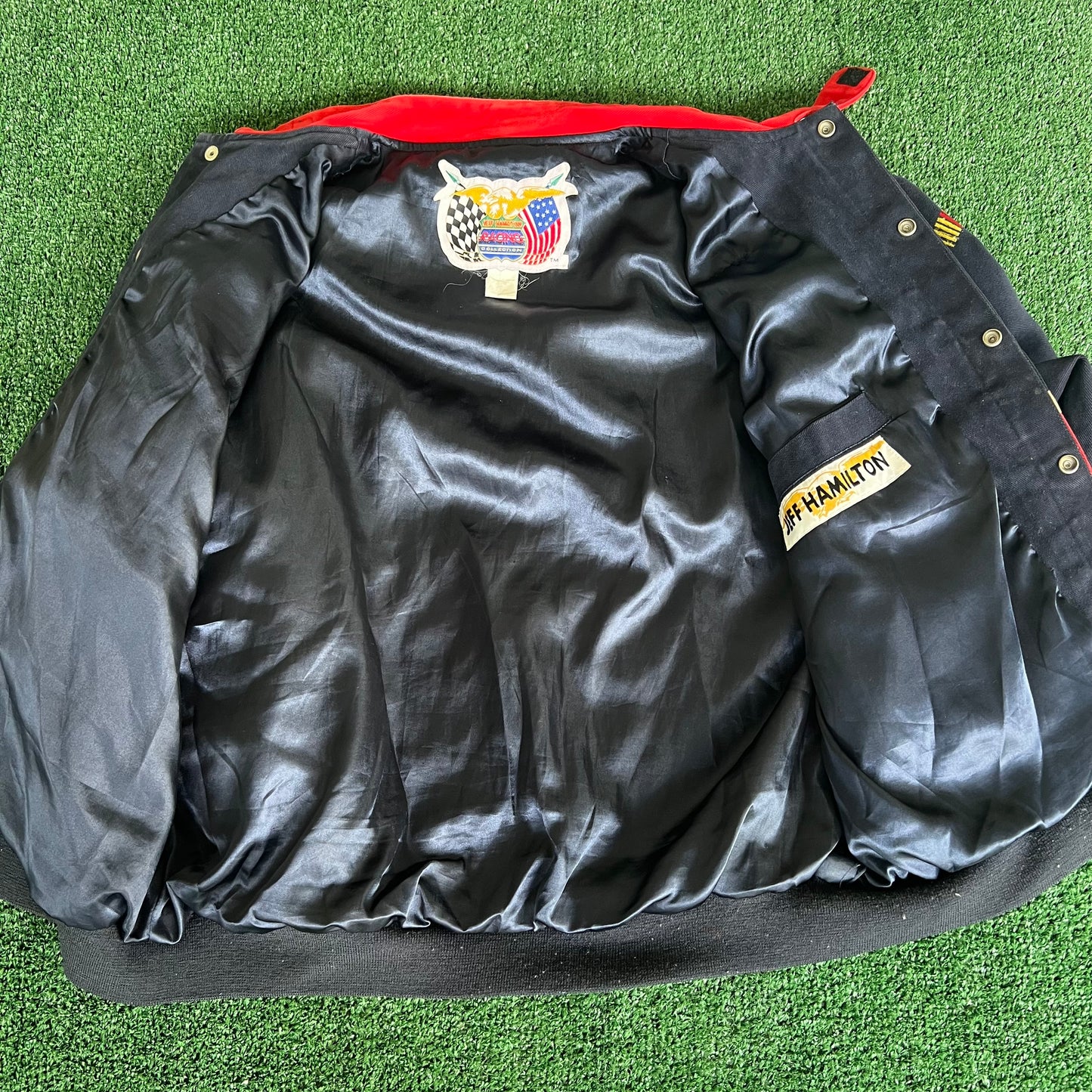 90s Jeff Hamilton Nascar Dale Jarrett Faded Stained Quality Care Jacket - XL