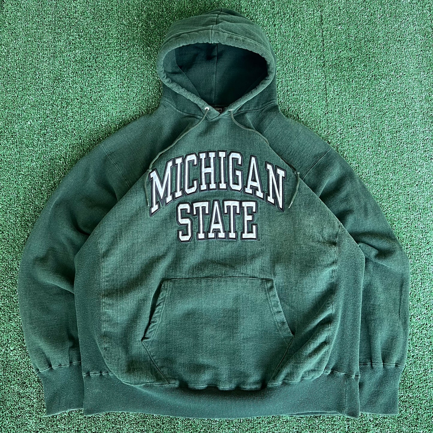 Y2K Steve & Barry's Michigan State Spartans Dark Green Reverse Weave Hoodie - XL