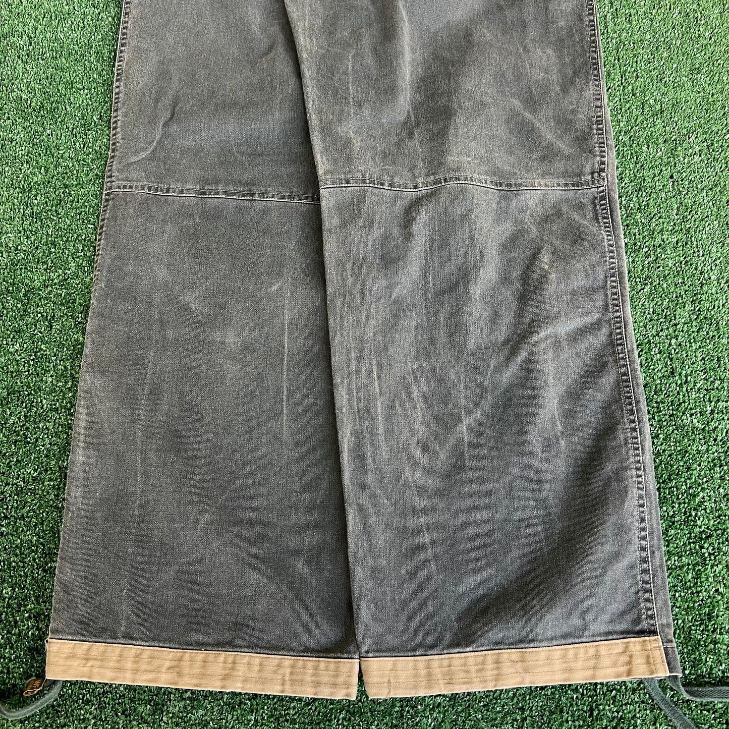 Y2K Wearfirst Gray Baggy Double Knee Canvas Pants - 35x31" 20" Openings