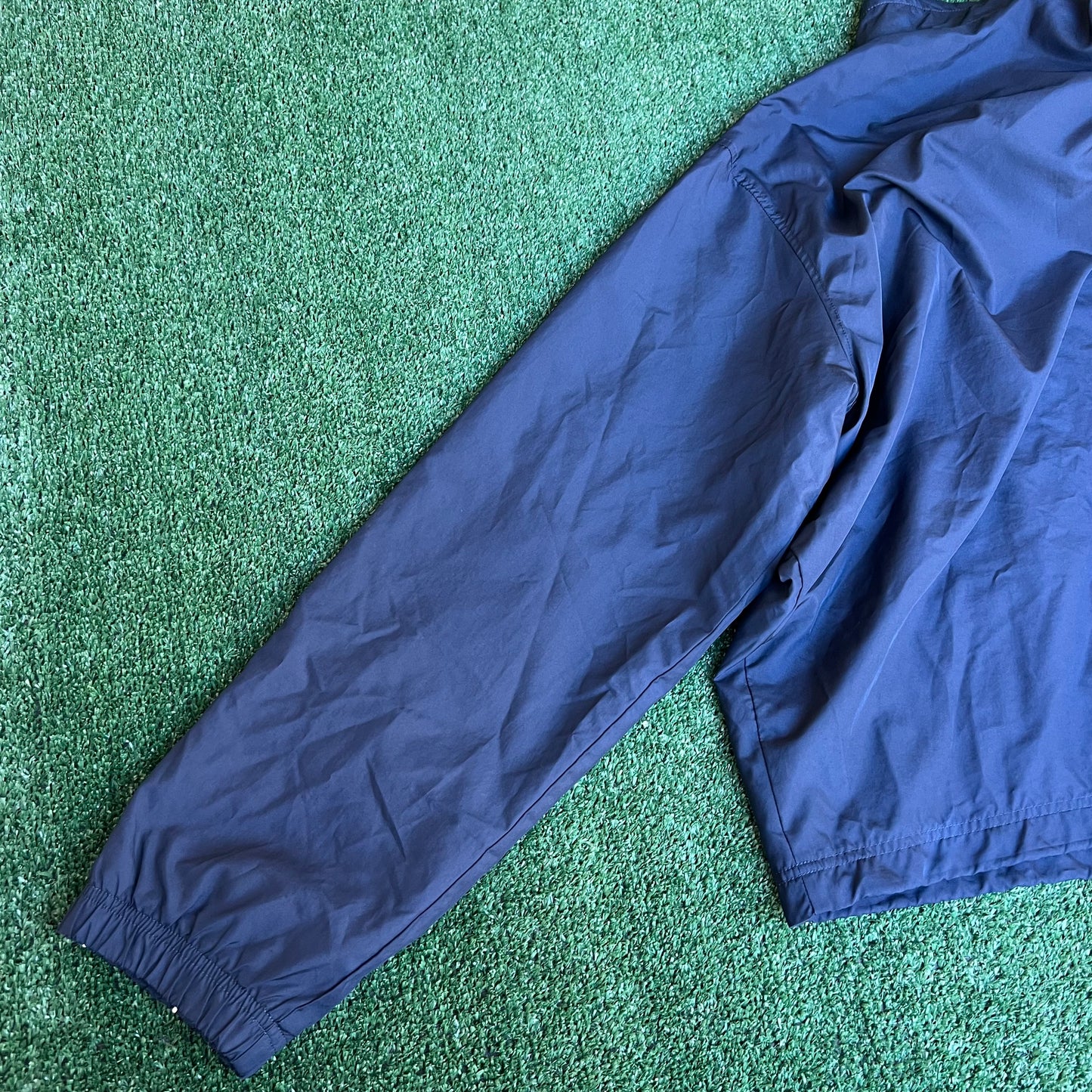 Vintage Y2K Men's Nike Baggy Navy Blue Striped Full Zip Windbreaker Jacket - 2XL