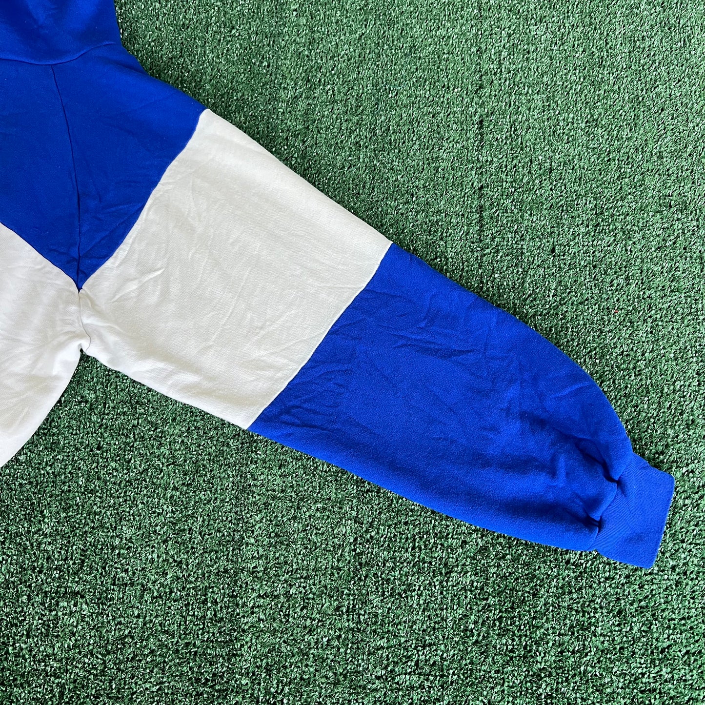 90s Kentucky Wildcats UK Blue White Old English Colorblock Boxy Hoodie 24x24" - Large