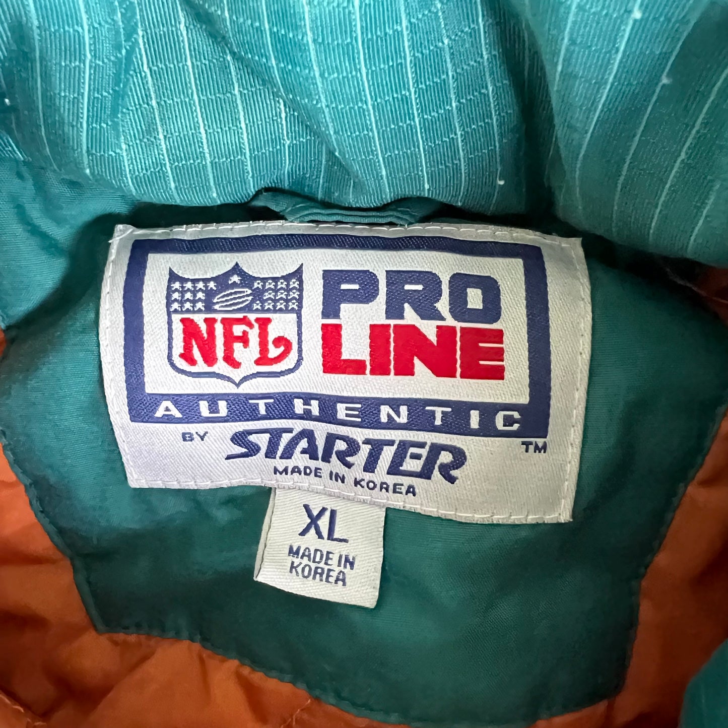 90s Starter NFL Miami Dolphins Teal Puffer Coat - XL