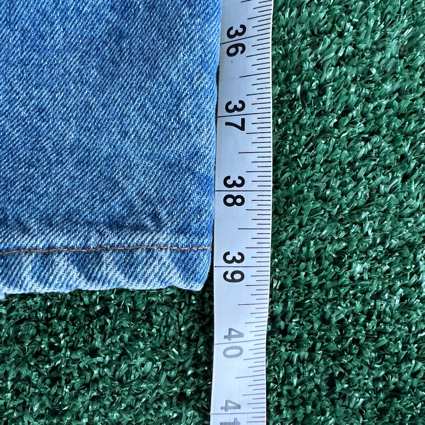 80s Levi's 505 Orange Tab Straight Leg Center Patch Blue Jeans - 36x29"