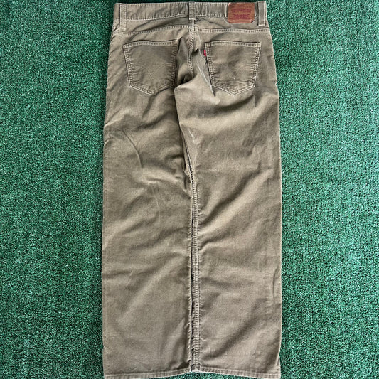 Y2K Levi's 549 Loose Baggy Straight Brown Corduroy Pants - 37x31.5 19" Opening