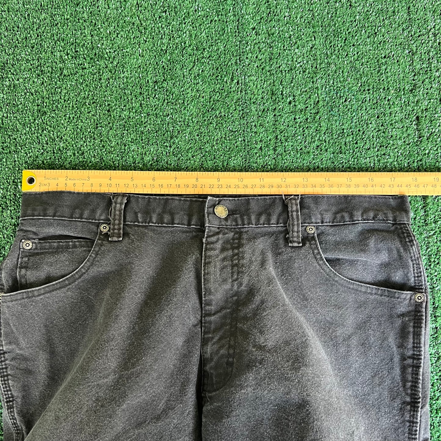 Dickies Carpenter Baggy Faded Black Canvas Pants - 35x32" 18" Openings
