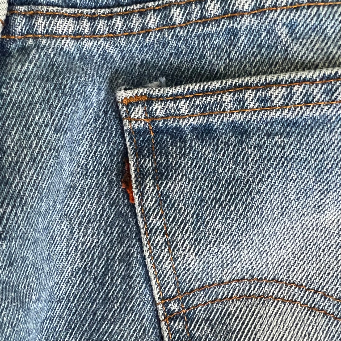 80s Levi's 505 Orange Tab Straight Leg Center Patch Blue Jeans - 36x29"