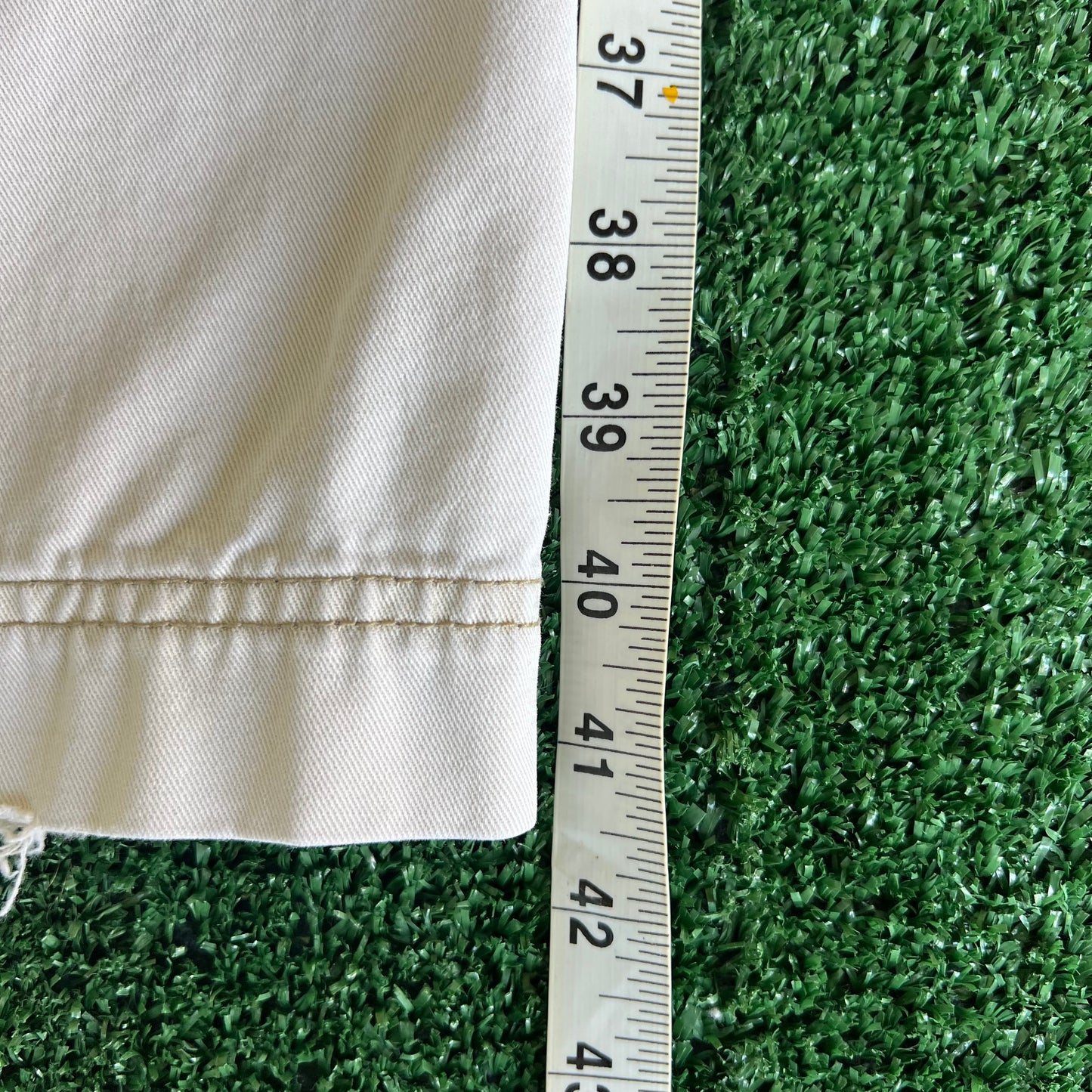 Y2K Unionbay Baggy Wide-Leg Distressed Light Khaki Cargo Pants - 39x28" 20.5" Openings