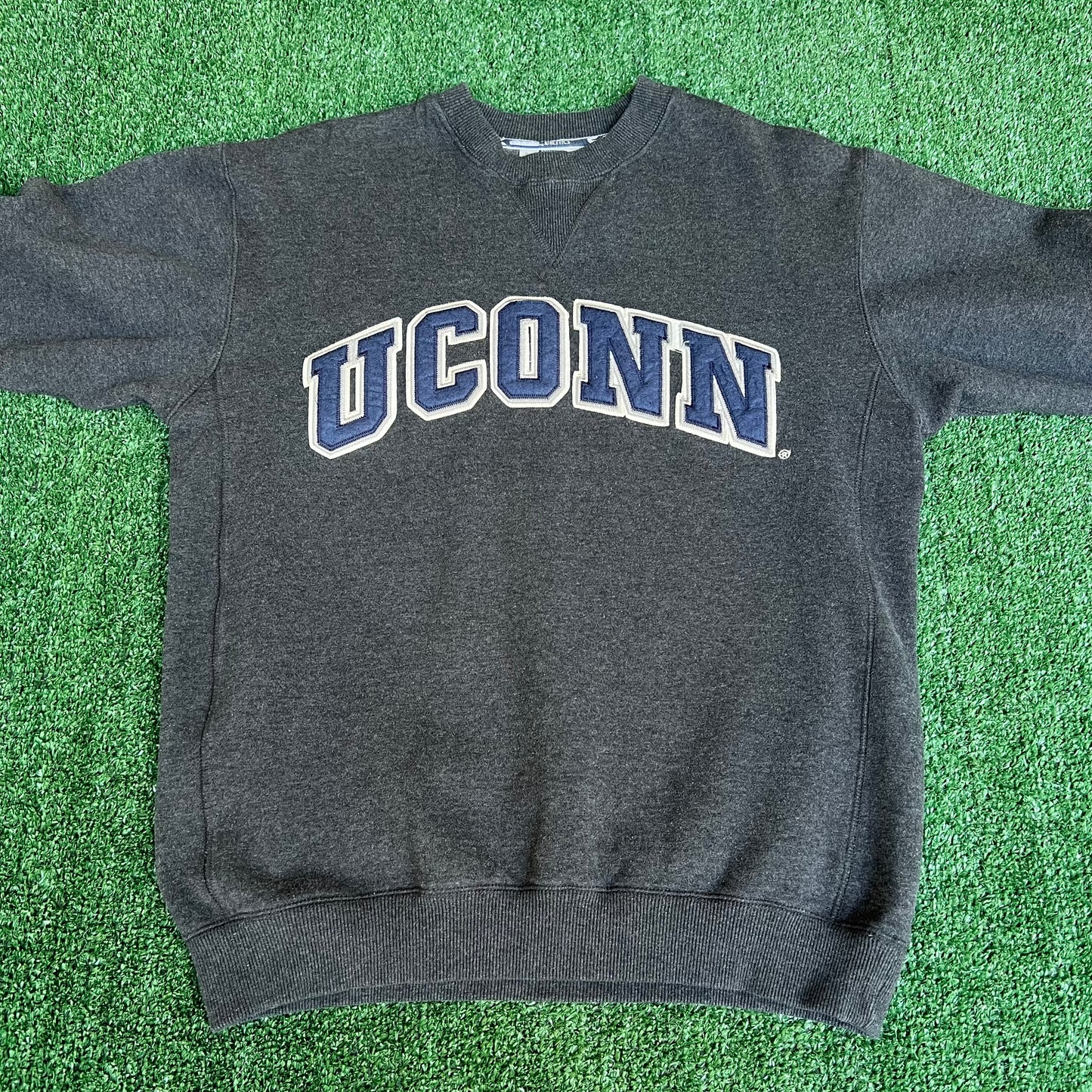 Vintage 90s Colosseum UCONN Huskies Gray Reverse Weave Crewneck Sweatshirt - Medium