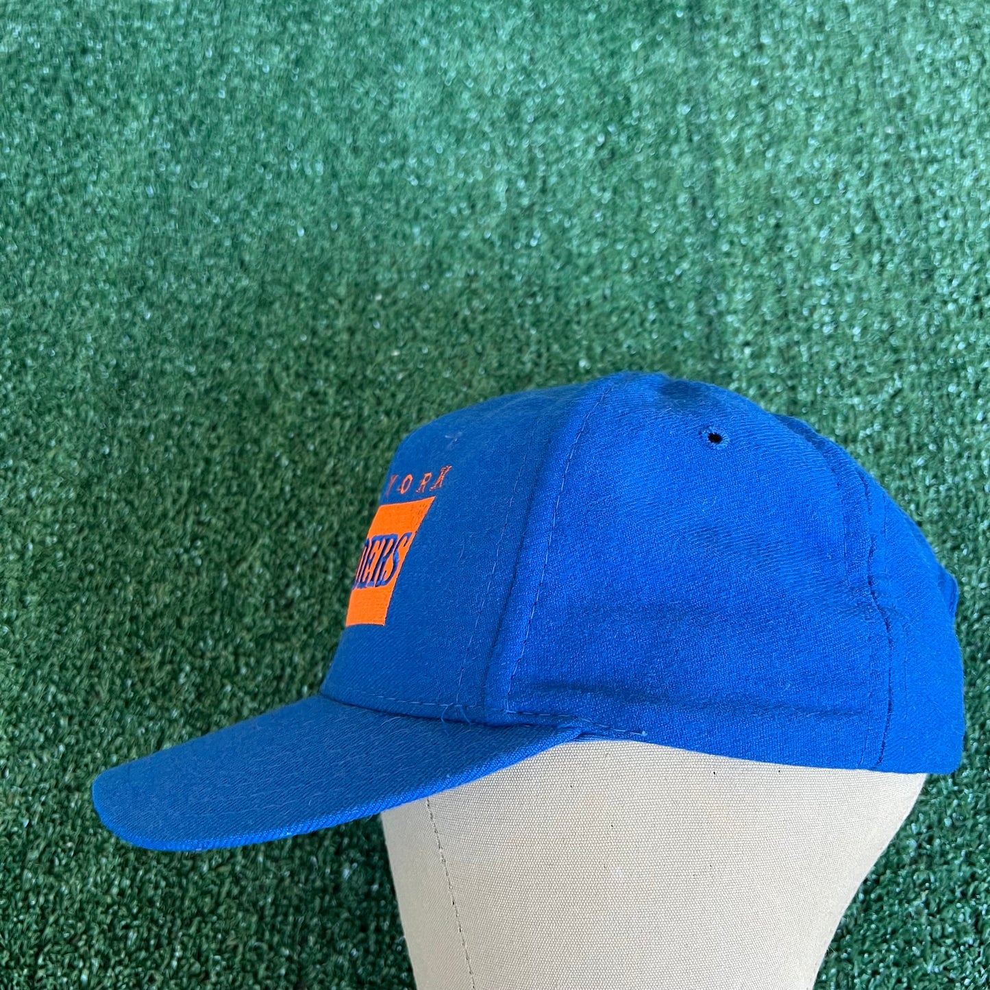 90s AJD NHL New York Islanders Script Spellout Blue Wool Snapback Hat