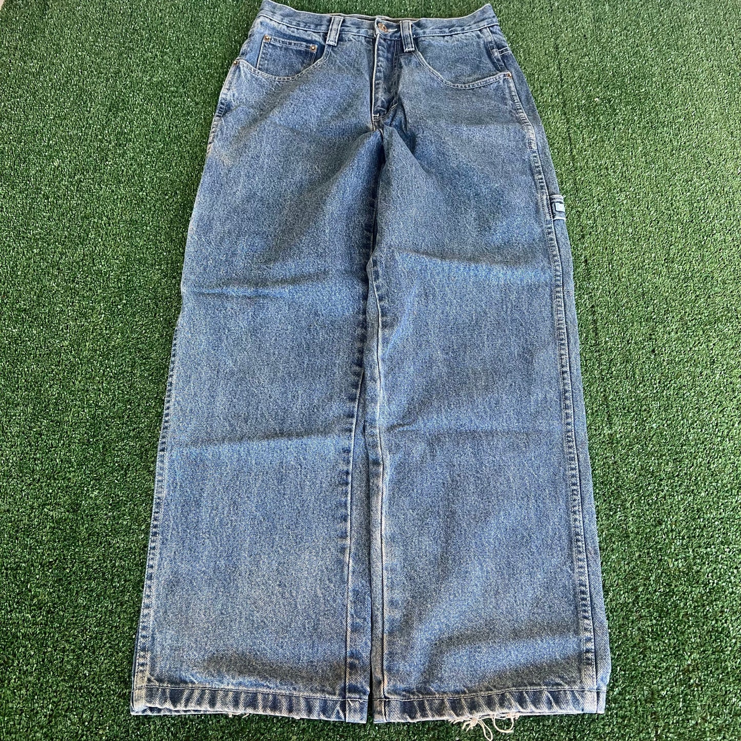 90s SouthPole Baggy Straight Skate Carpenter Embroidered Blue Jeans - 29x28.5"