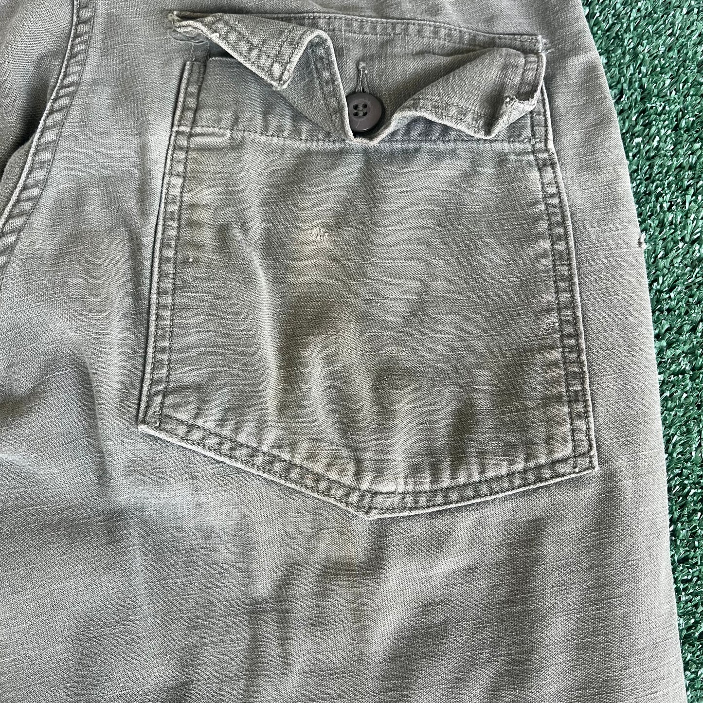 70s Vietnam War OG-107 Type 1 Zipper Fly Baggy Straight Green Pants - 33x28" 18.5" Openings