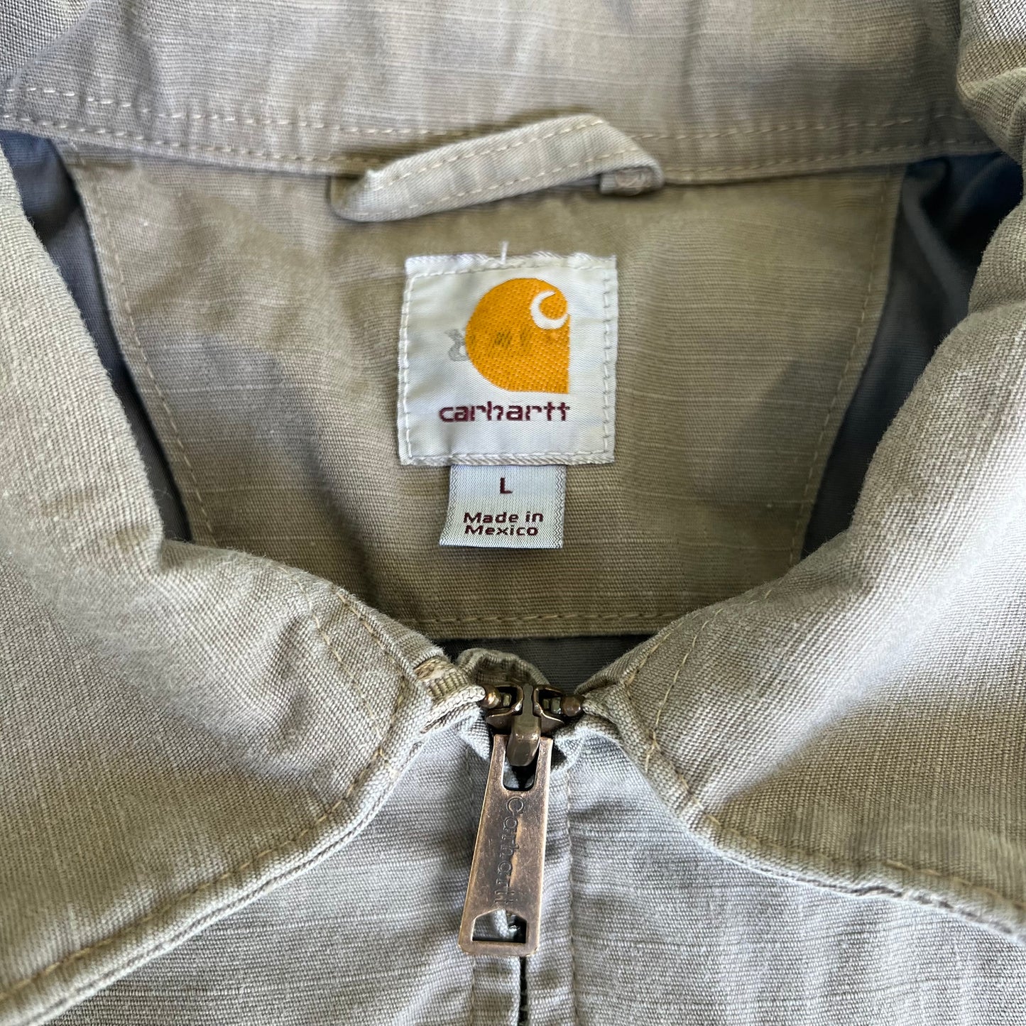 Carhartt Collared Flint Canvas Ripstop Flap Pocket Zip-Up Jacket - Large