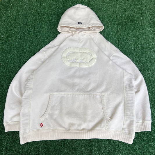 Vintage Y2K Ecko Untld. Hoody Rhino Skater Cream White Heavyweight Hoodie XL