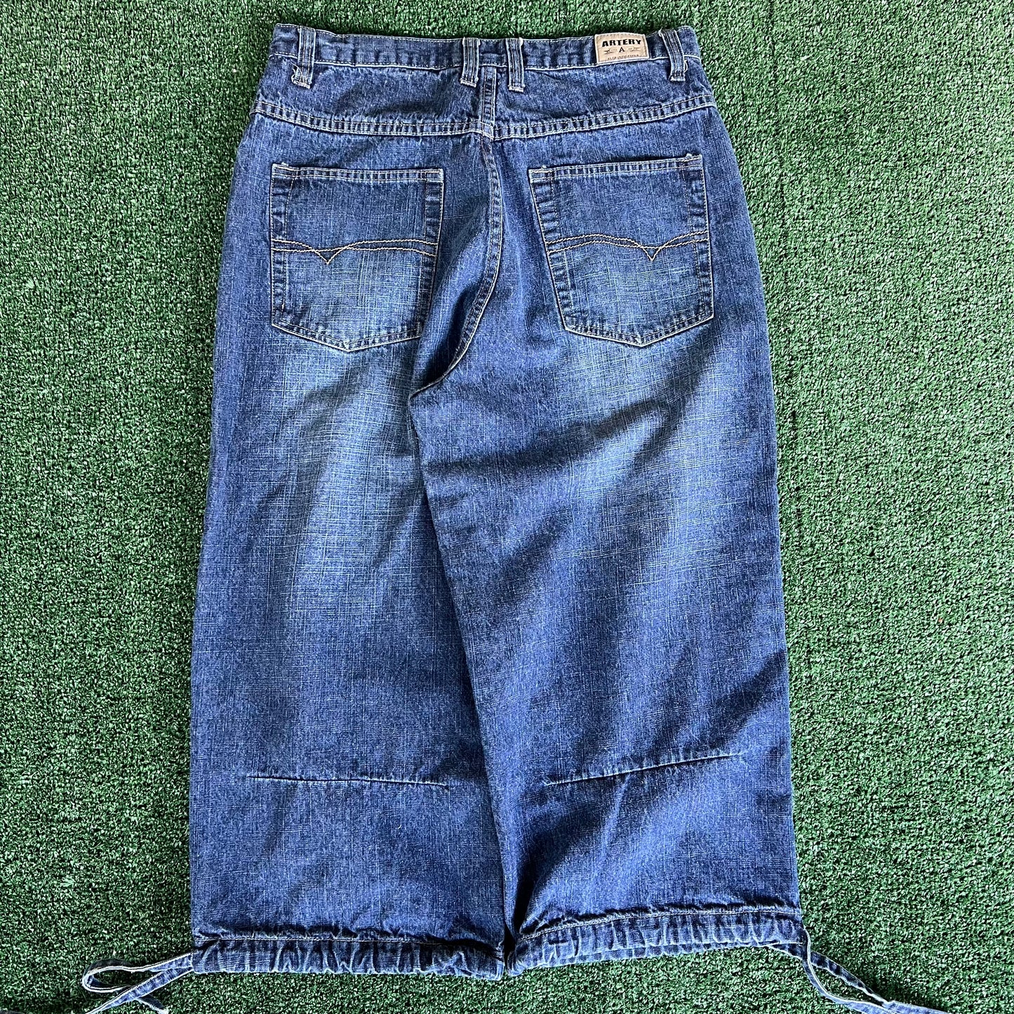 Y2K Artery Baggy Long Blue Jean Shorts - 33x20.75"