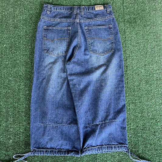 Y2K Artery Baggy Long Blue Jean Shorts - 33x20.75"