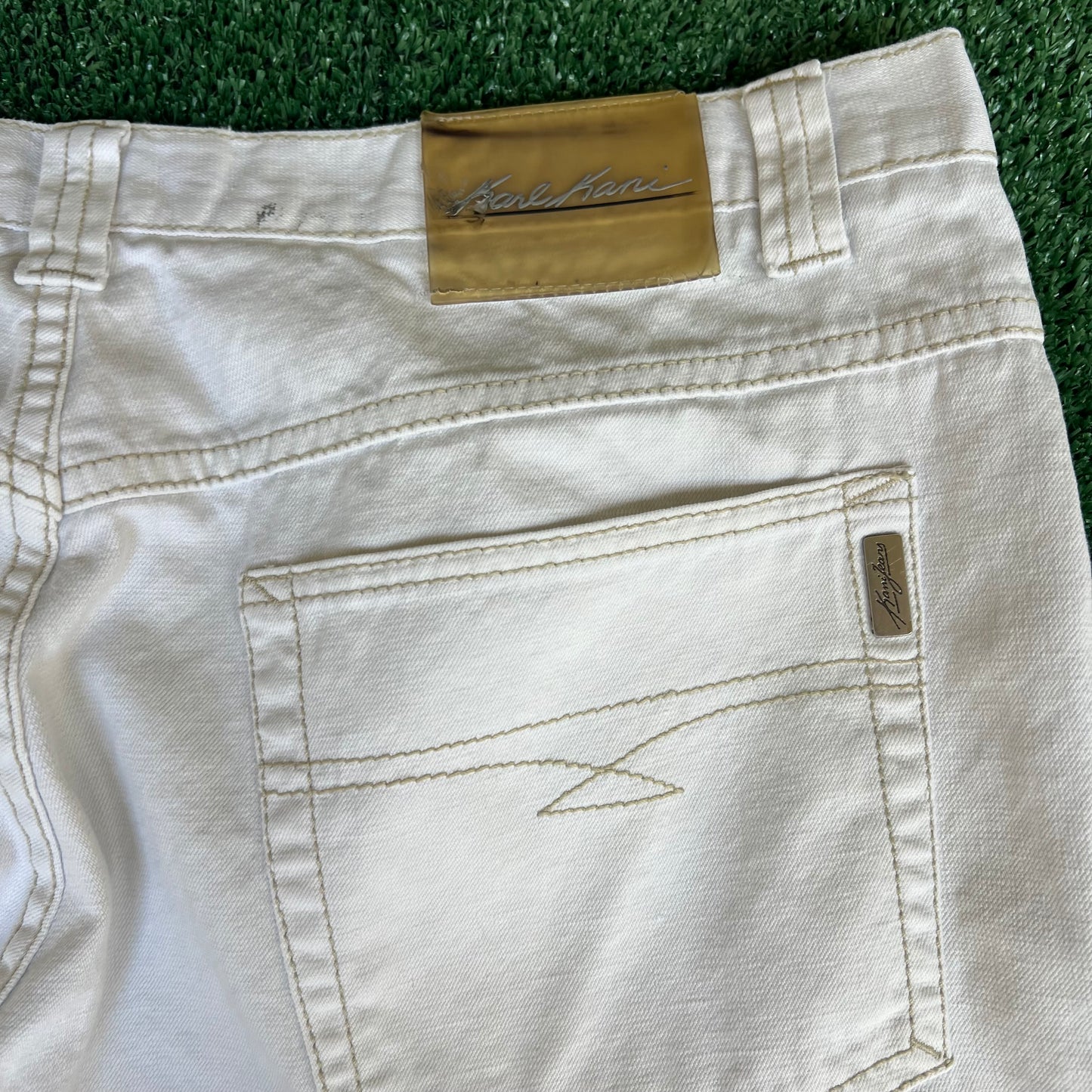 VTG 90s Y2K Men Karl Kani Wide-Leg Baggy White Jeans - 38x27" 20" Opens JNCO Style