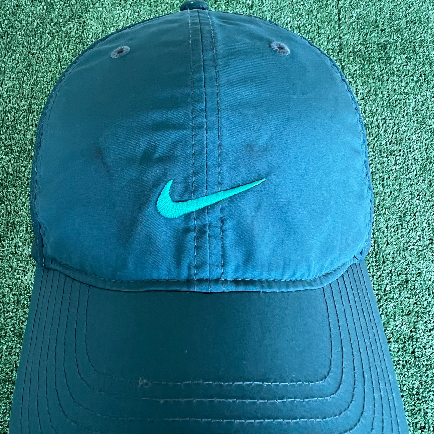 Y2K Nike Dark Teal Dri-Fit Running Performance Strapback Hat