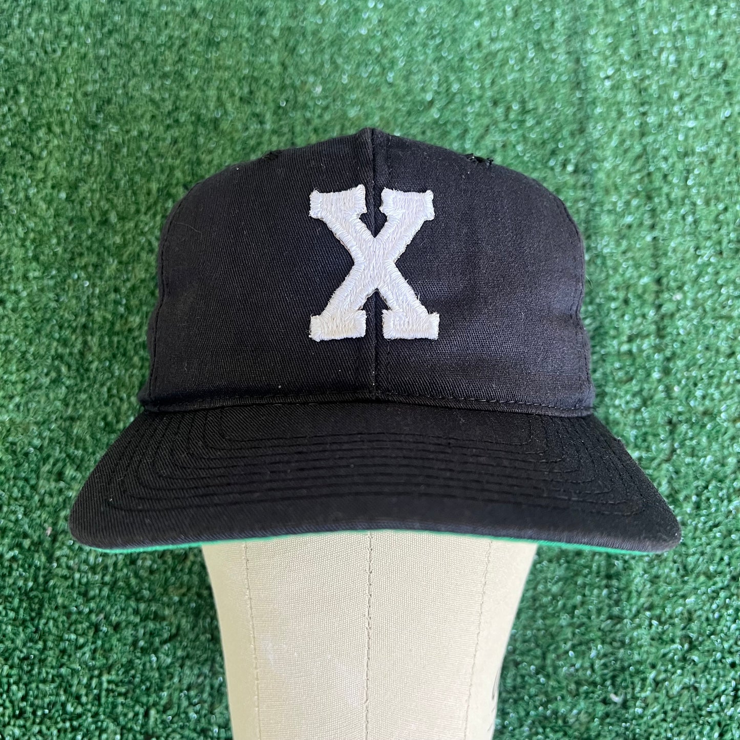 90s Black Malcolm X Blockhead Black Wool Snapback USA Made Hat Cap