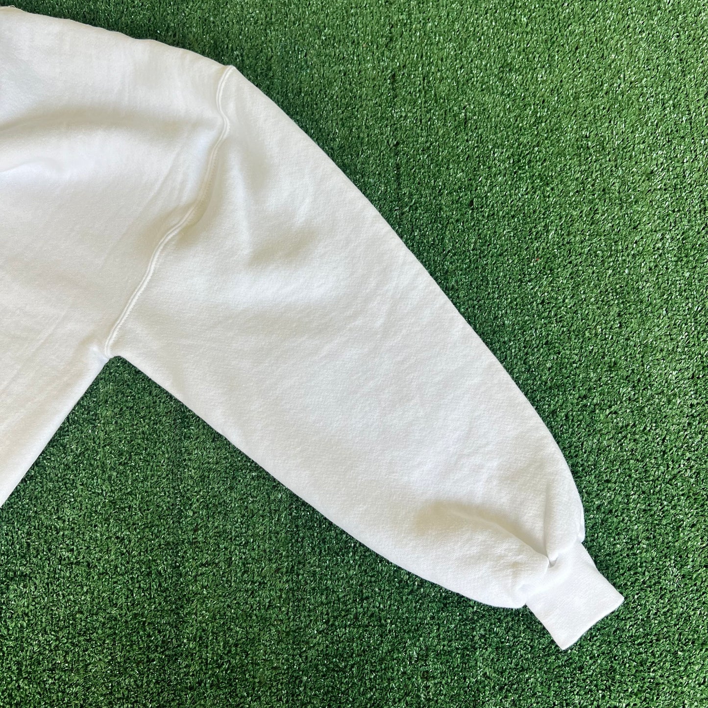 90s Russell Athletic Boxy Blank White Crewneck Sweatshirt - 2XL