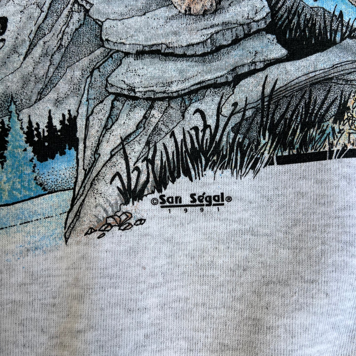 VTG 90s Men's Kaibab National Forest AZ Wolf Wrap Around Print Gray Sweatshirt - XL