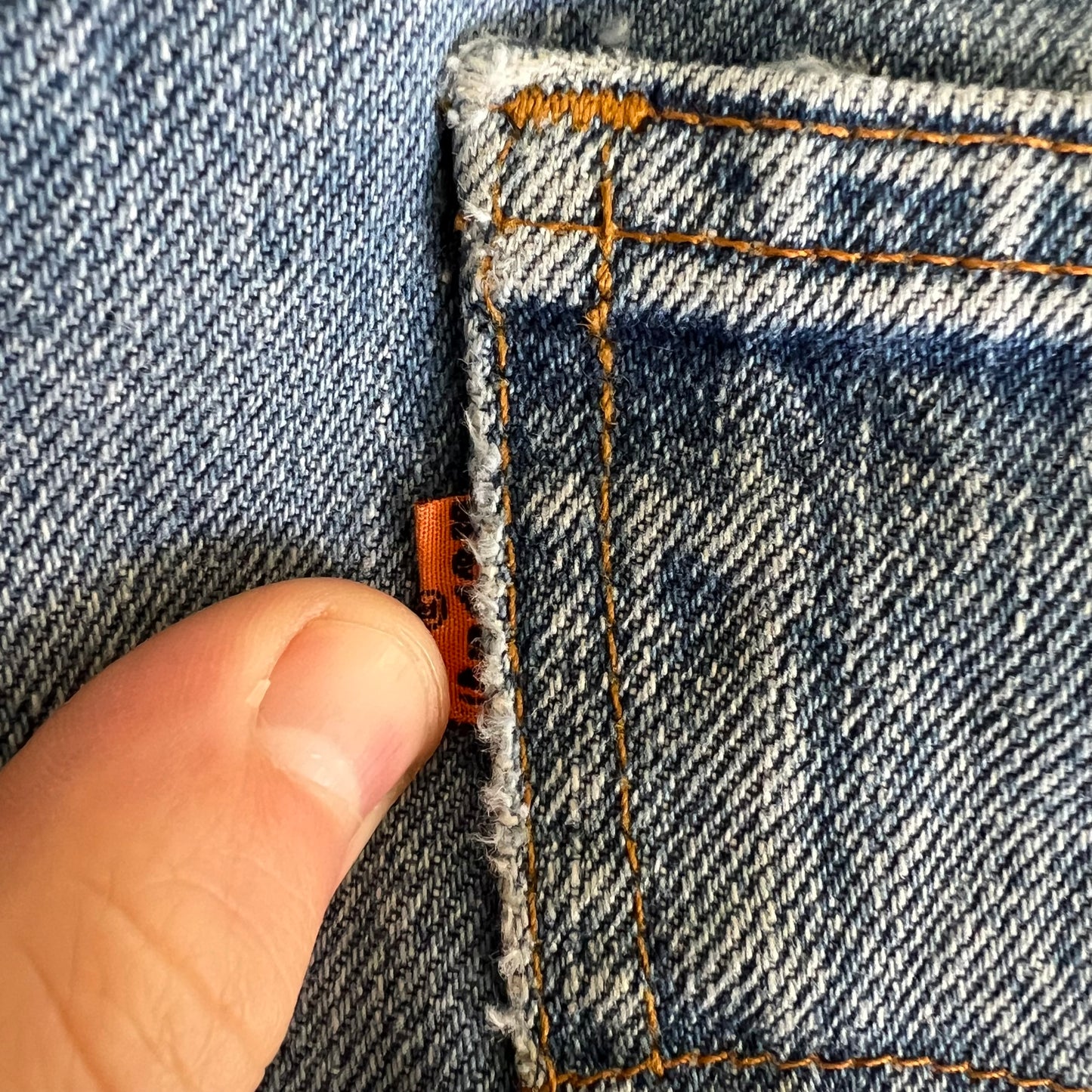 80s Levi's Orange Tab 20517-0217 Bootcut Flare Whisker Blue Jeans 33x30"