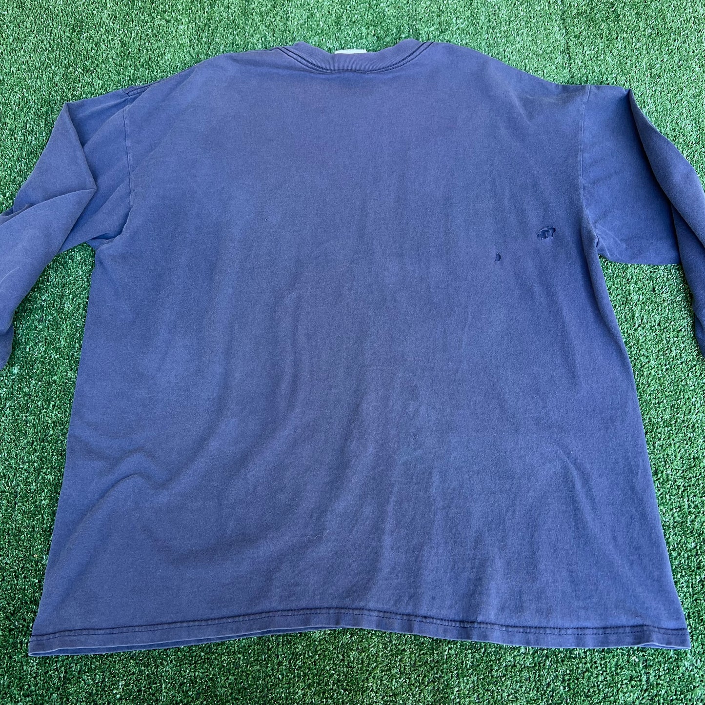 VTG Y2K Nike MLB New York Yankees Center Swoosh Navy Blue Distress LS T-Shirt - XL