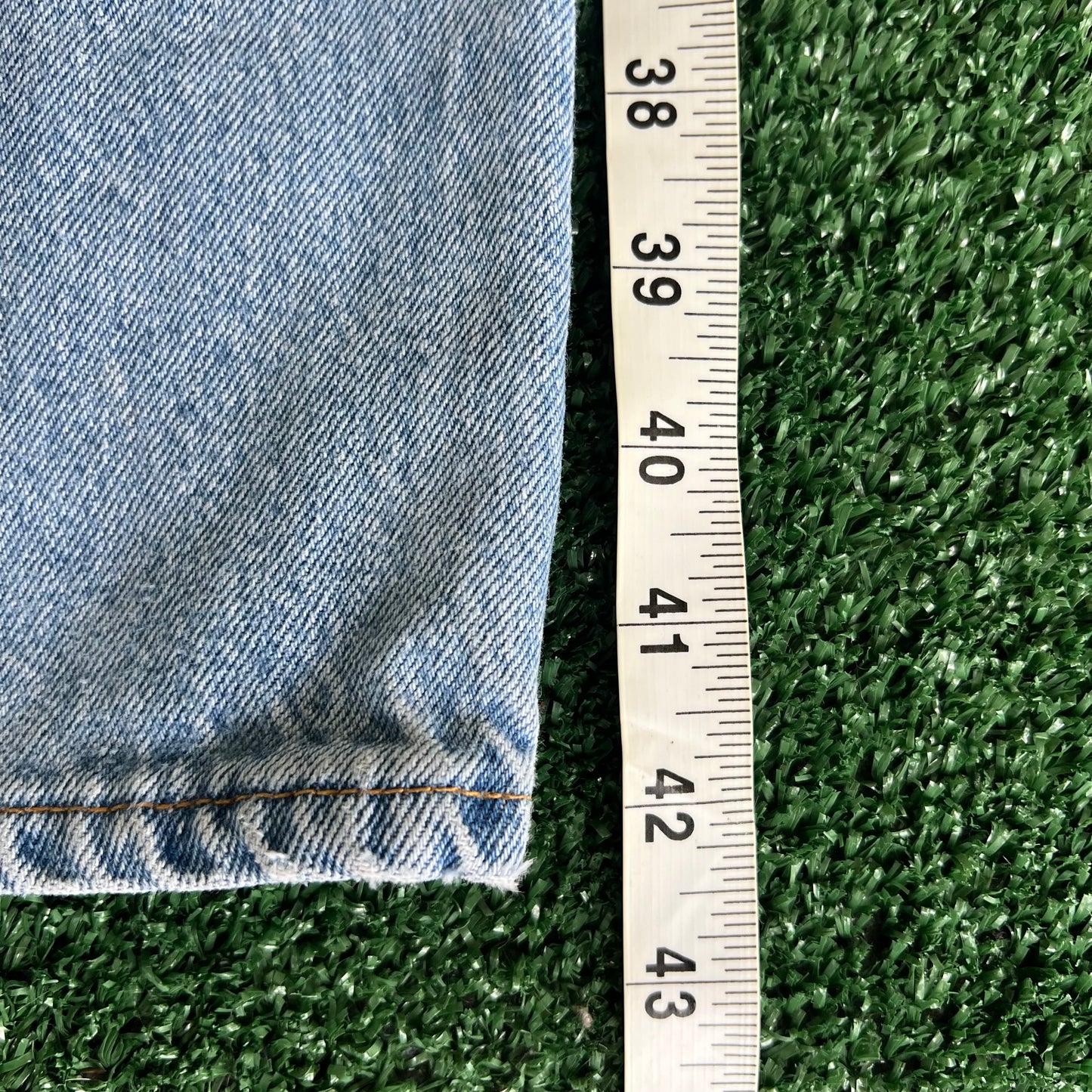 90s Levi's 501 Center Patch Button Fly Light Blue USA Jeans - 41x31"
