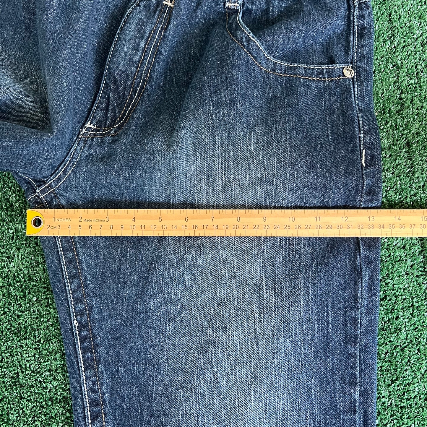 Y2K Southpole Premium Baggy Straight Dark Wash Blue Jeans - 35x30" 18" Openings