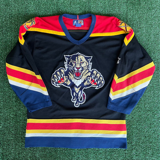 90s Starter NHL Florida Panthers Black Hockey Jersey - Medium