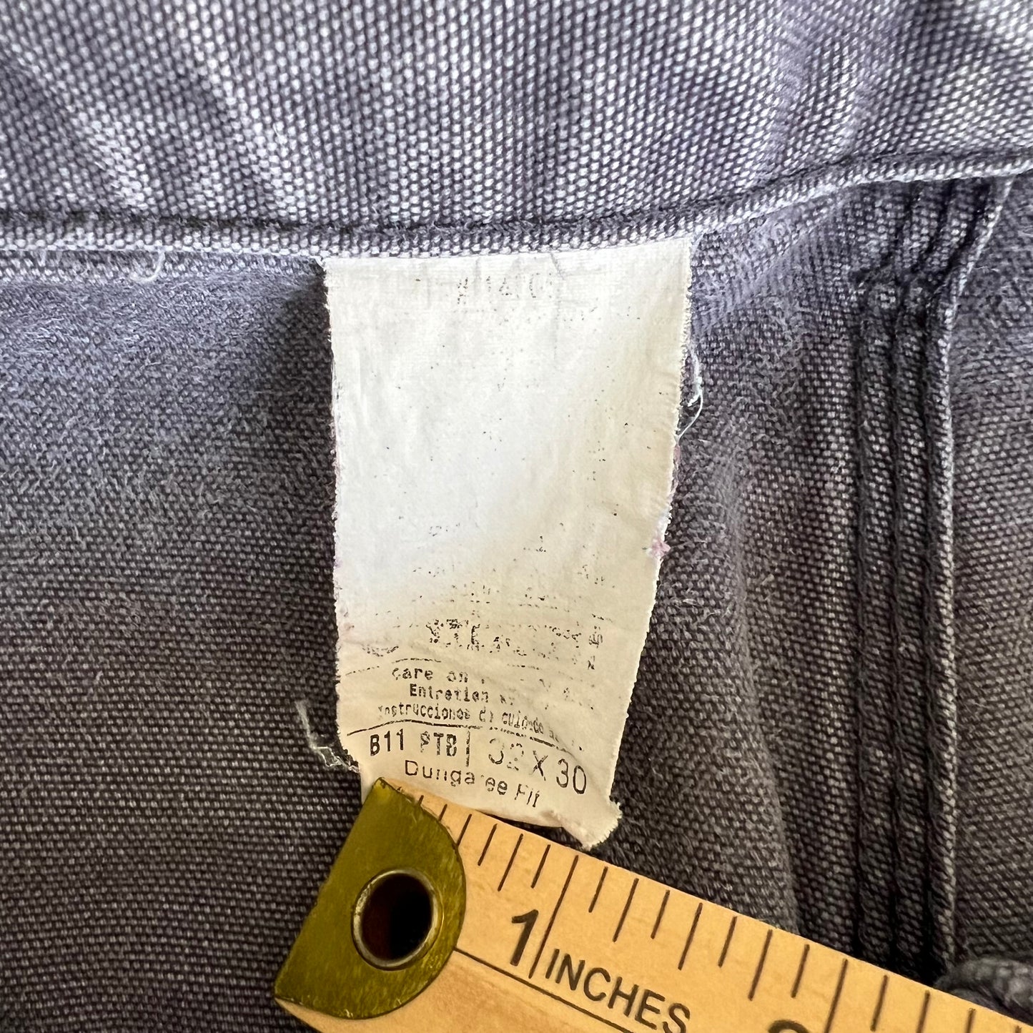 Y2K Carhartt B11 PTB Faded Gray Baggy Carpenter Canvas Pants - 33x29 18" Openings