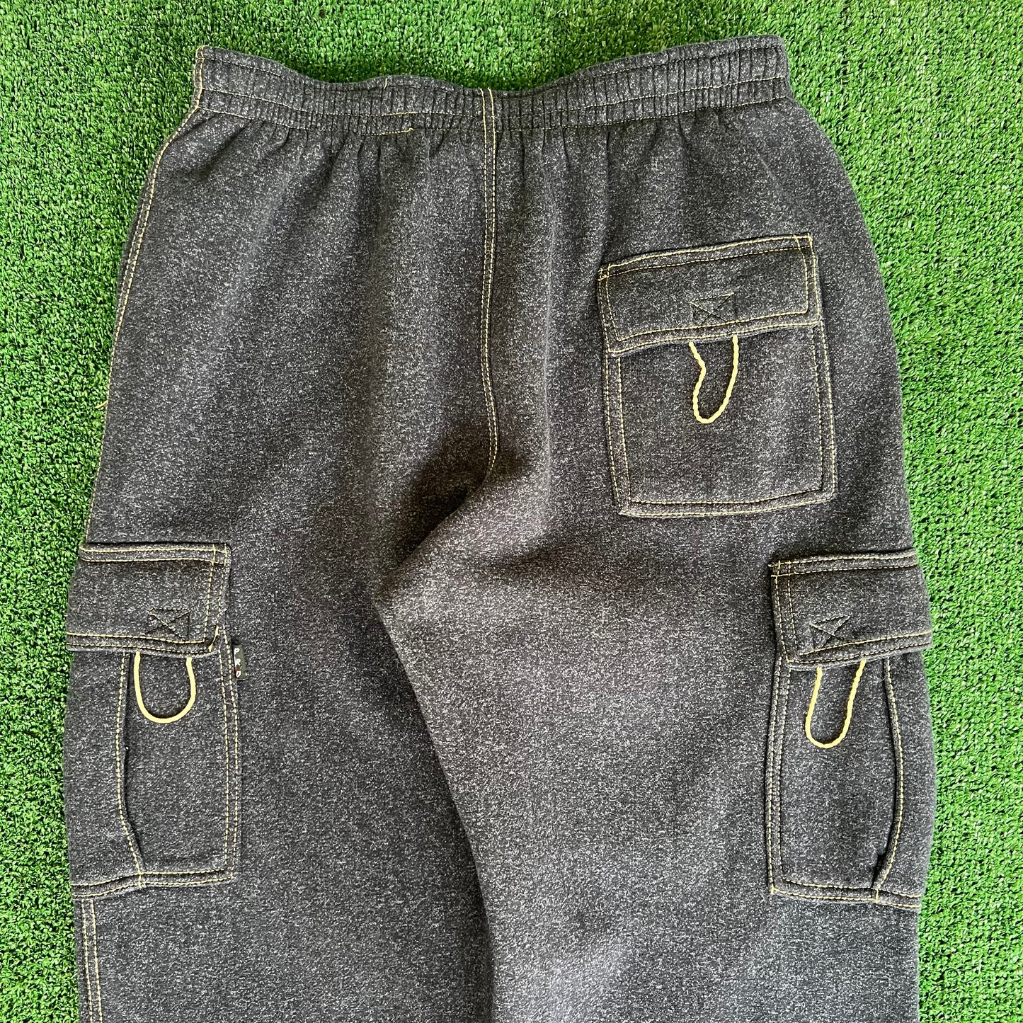 Y2K Baggy Wide-Leg Cargo Sweatpants Dark Gray - Large 34x29.25" 21" Openings