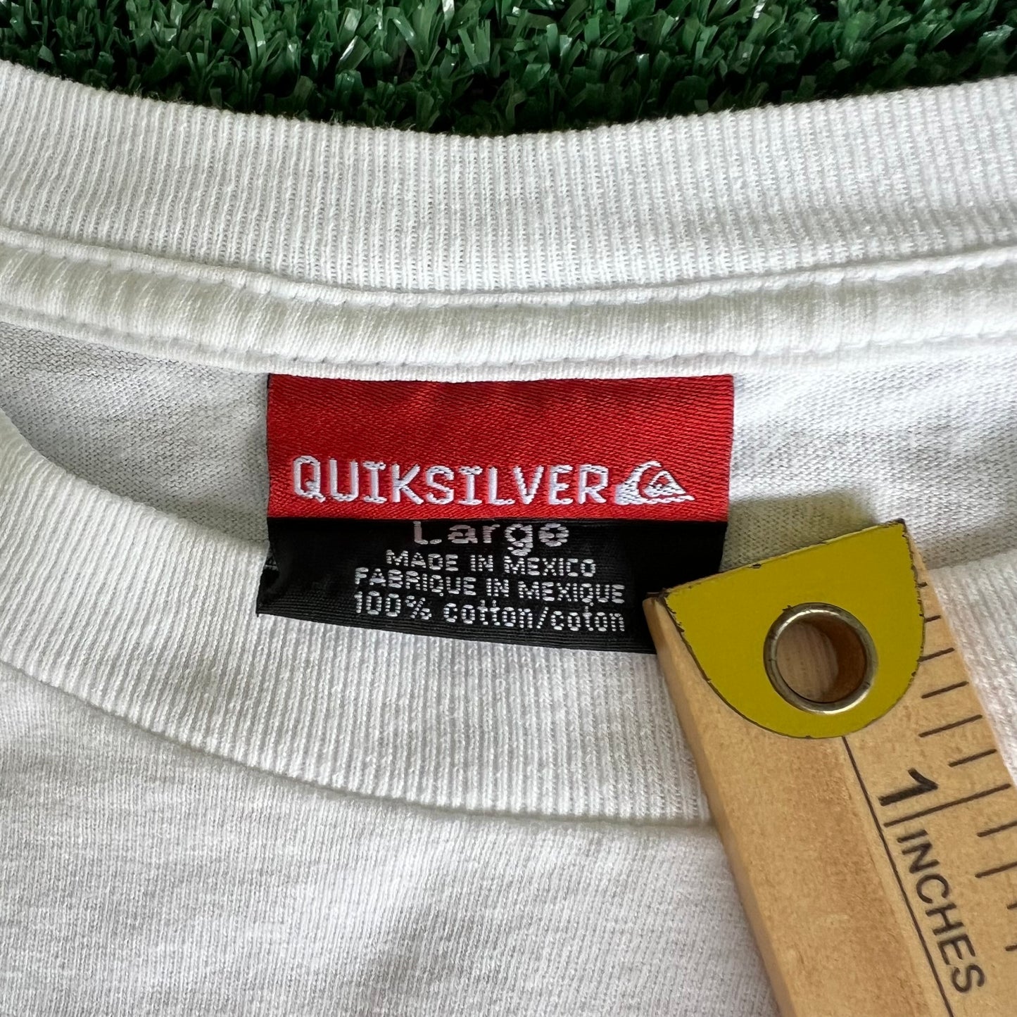 90s Quicksilver Dragon Spellout White Long Sleeve Shirt - Large