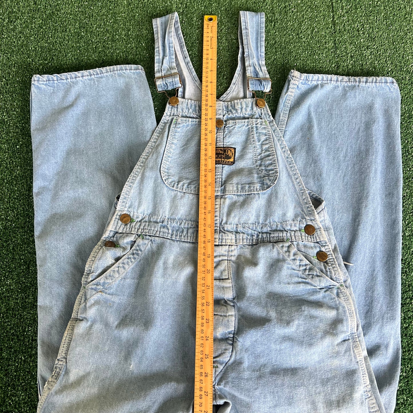 60s Washington Dee Cee Sanforized Light Blue Denim Jean Overalls - 29x27.5