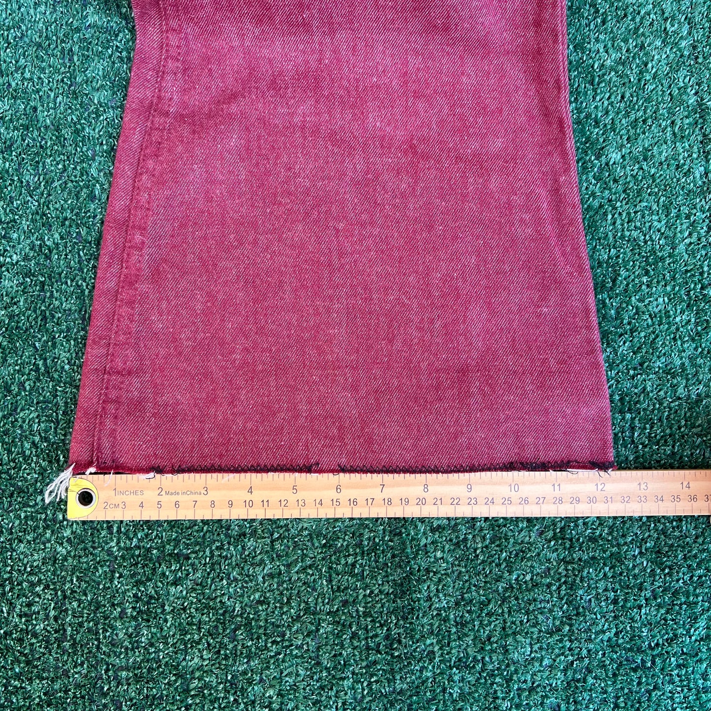 Vintage 60s 70s Levi's 684 Red Denim White Tab Scovill Big Bell Bottoms - 31x30"