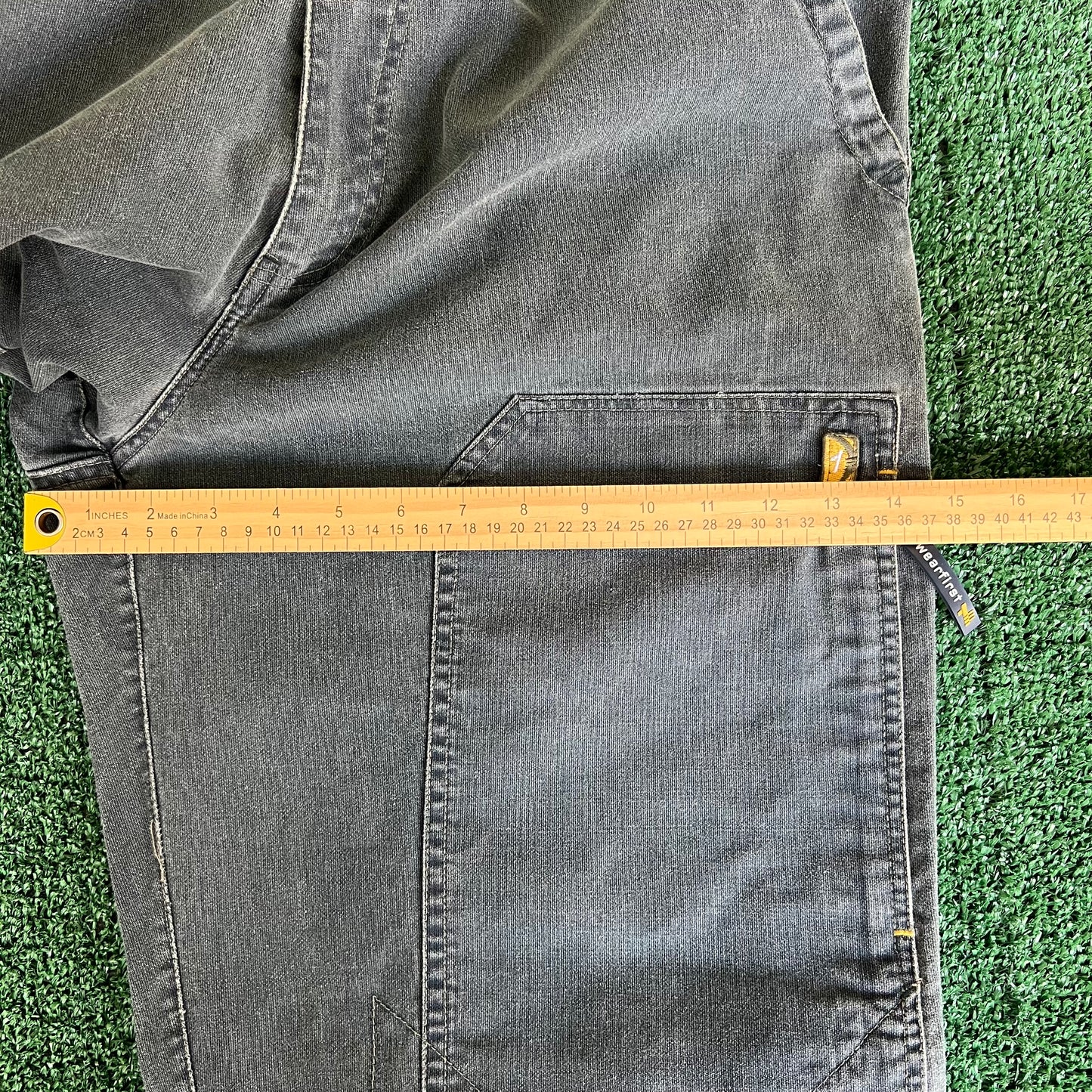 Y2K Wearfirst Gray Baggy Double Knee Canvas Pants - 35x31" 20" Openings