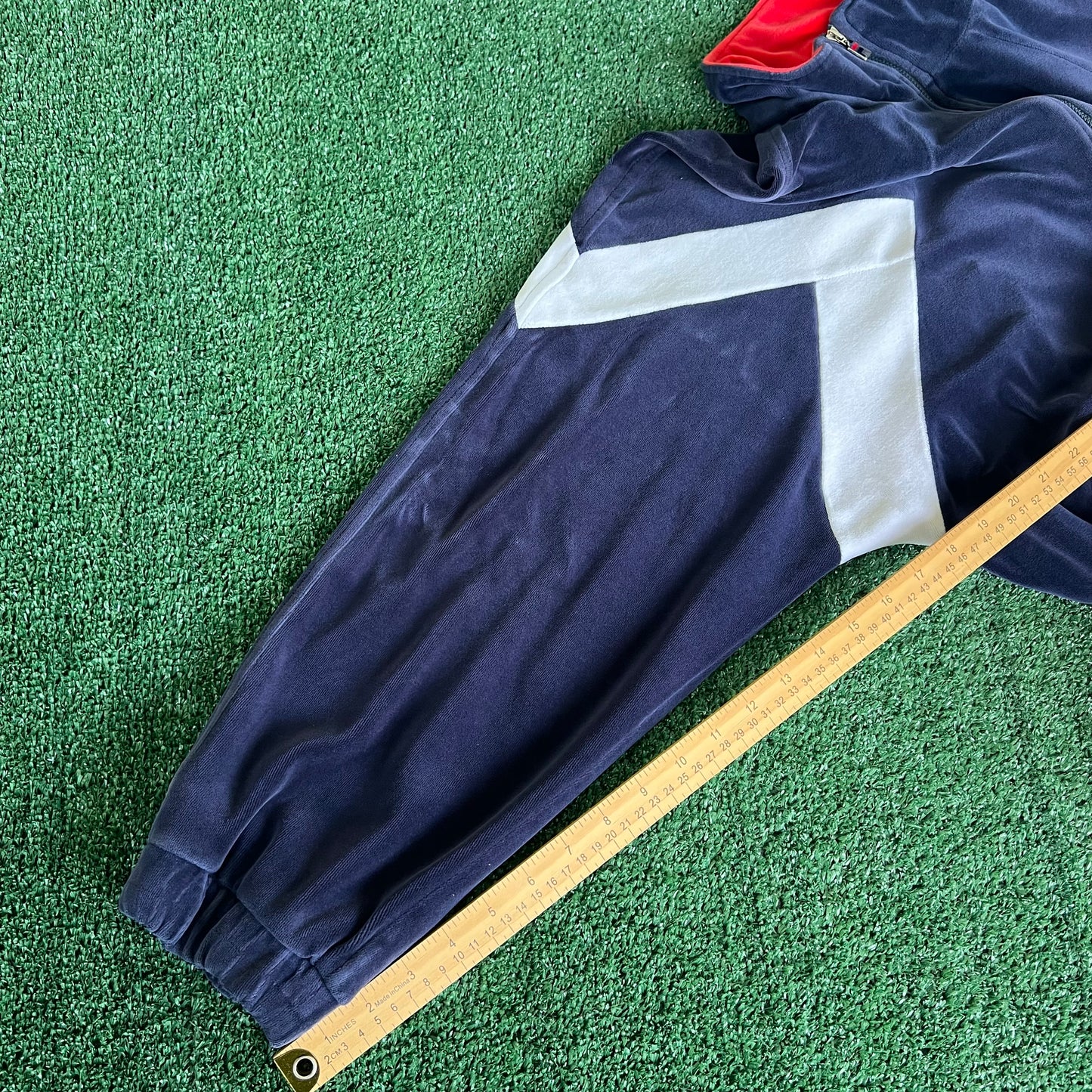 90s Fila Velour Track Suit Jacket & Pants Red Navy Blue XL - 36x25.5" USA