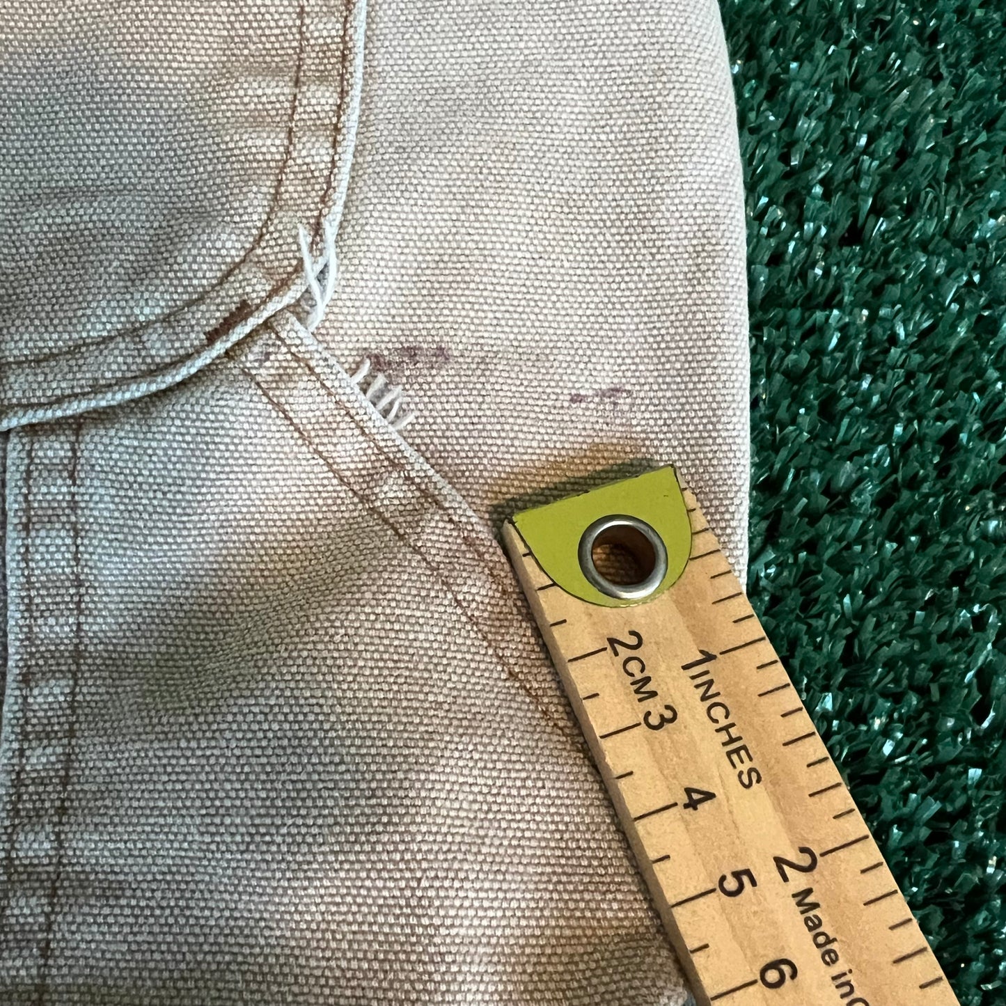 Y2K Dickies Baggy Straight Sun Faded Beige Canvas Carpenter Pants - 38x28" 18" Openings