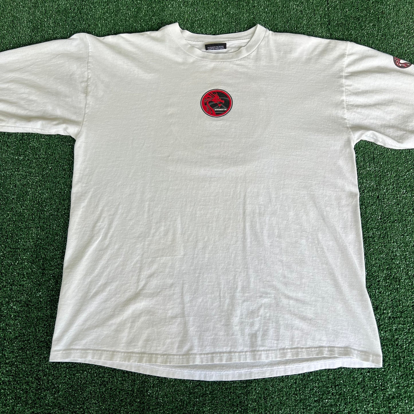 90s Quicksilver Dragon Spellout White Long Sleeve Shirt - Large